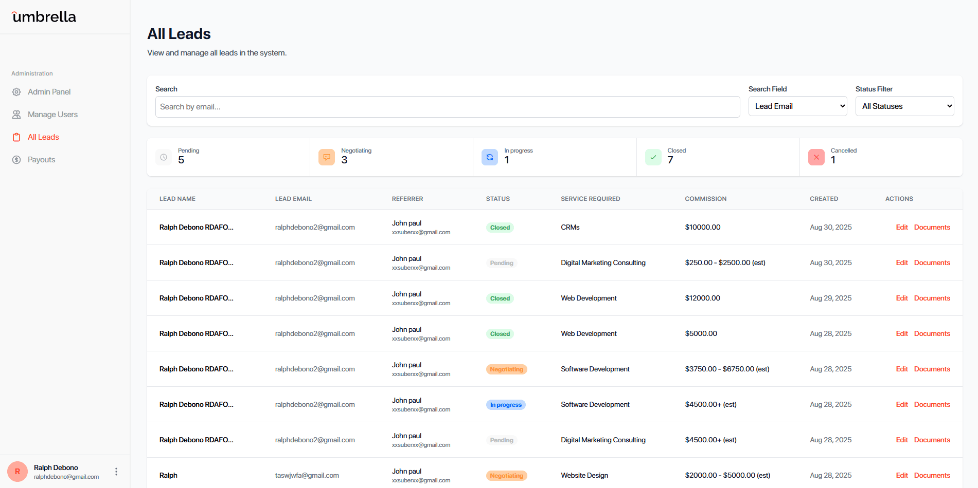 Umbrella Referral Platform 11