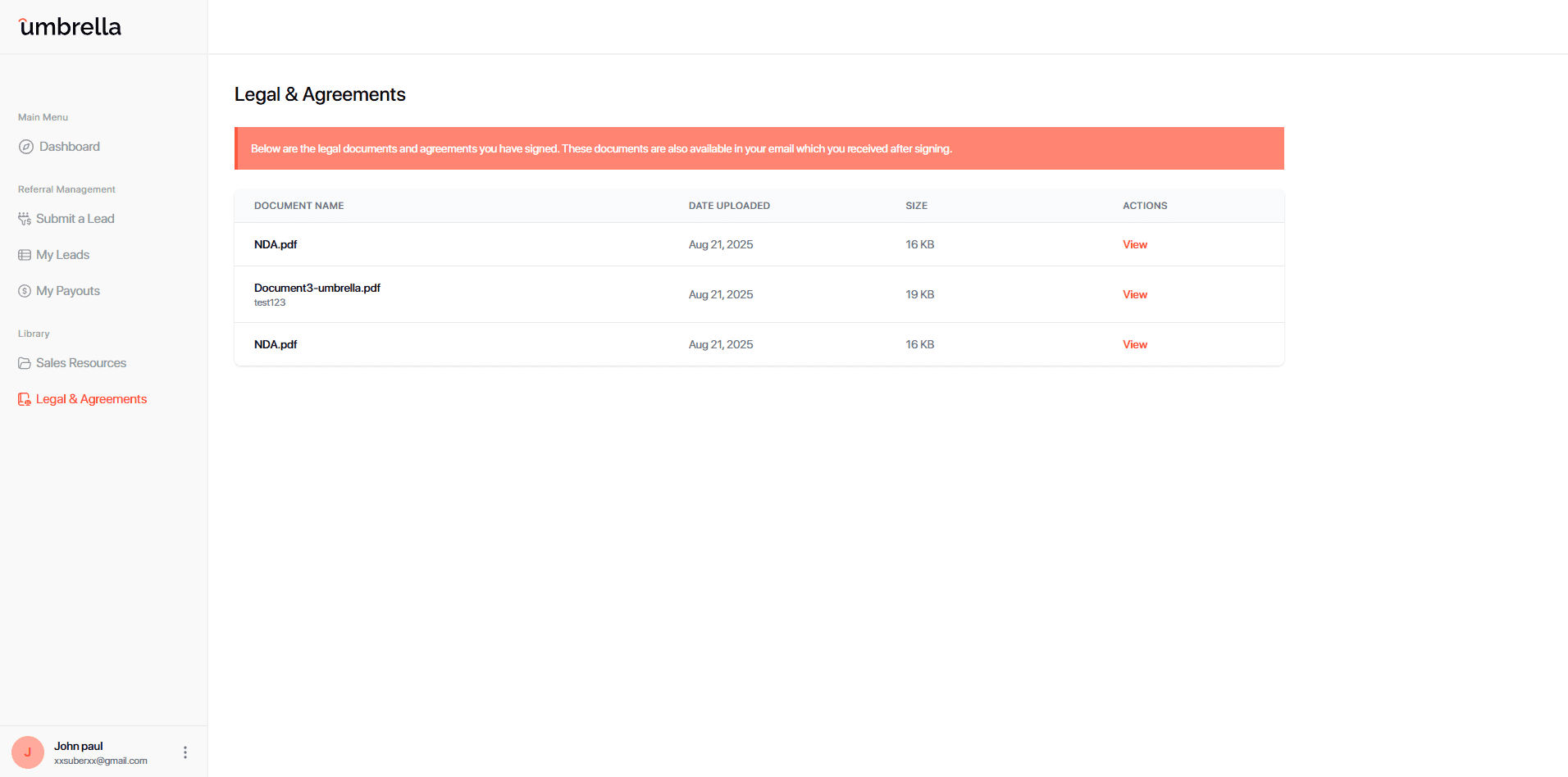Umbrella Referral Platform 6
